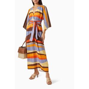 Cala de La Cruz Federica Kimono Dress • 100% Linen • Colorful Stripes
